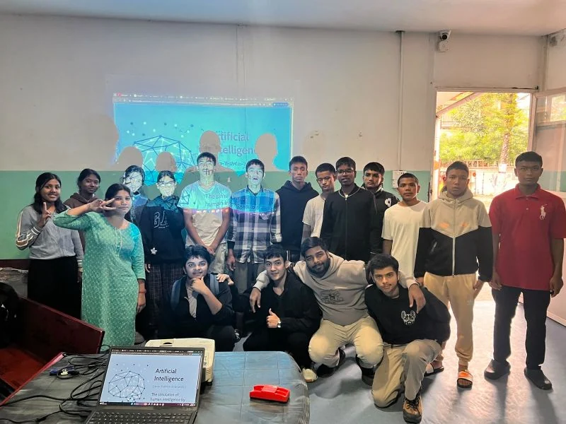 Students learning AI with ADHAYAN's Nepal-based cofounders at SX3c AI and Data House